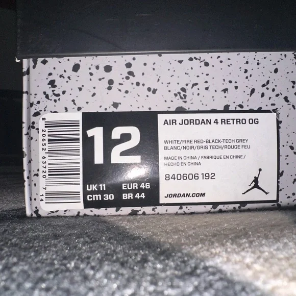 Jordan 4 White Cement OG Size 12